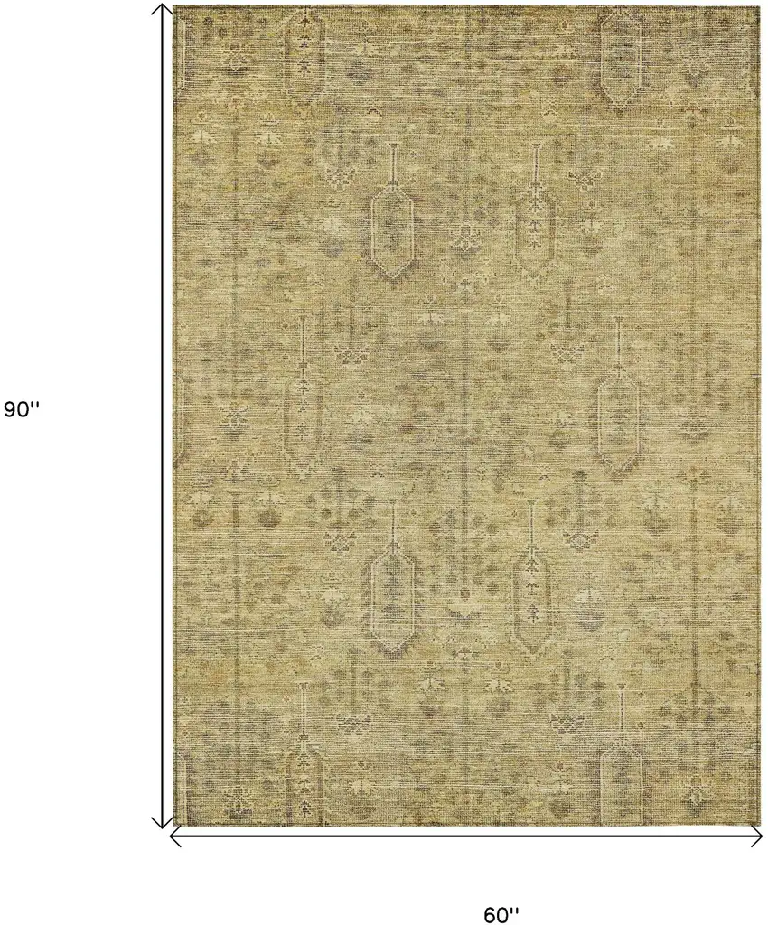 Gold And Taupe Southwestern Washable Indoor Outdoor Area Rug Photo 3