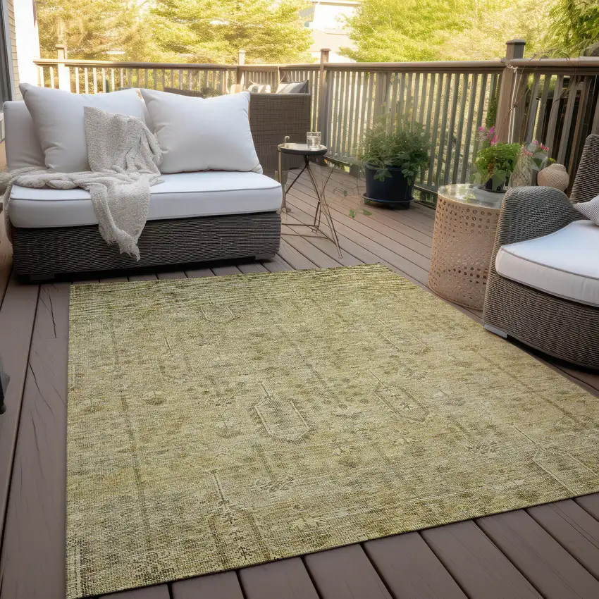 Gold And Taupe Southwestern Washable Indoor Outdoor Area Rug Photo 8