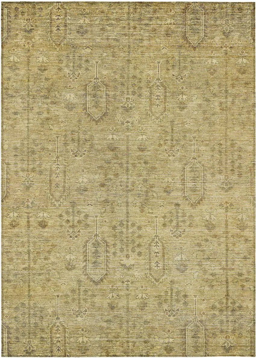 Gold And Taupe Southwestern Washable Indoor Outdoor Area Rug Photo 2