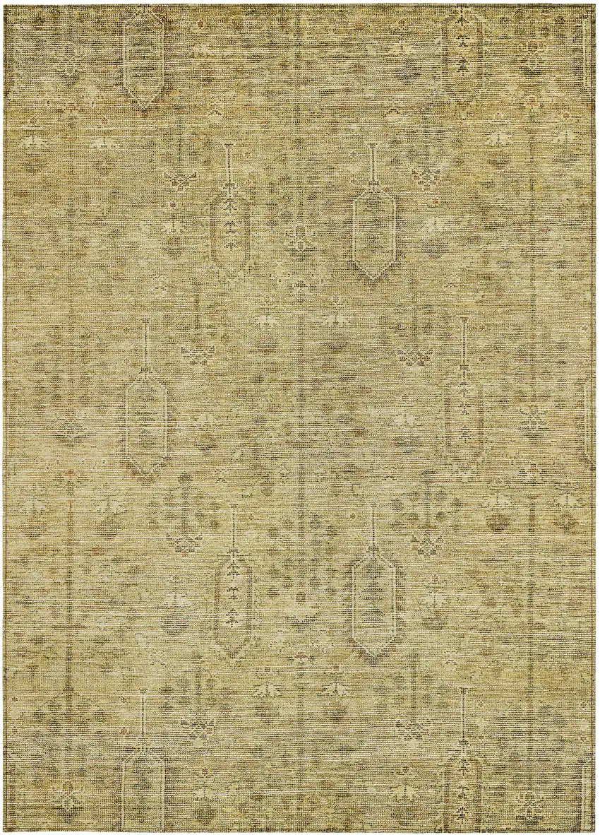 Gold And Taupe Southwestern Washable Indoor Outdoor Area Rug Photo 7