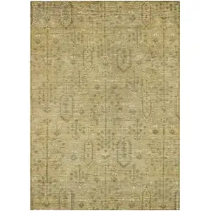 Photo of Gold And Taupe Southwestern Washable Indoor Outdoor Area Rug