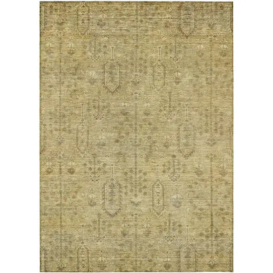 Gold And Taupe Southwestern Washable Indoor Outdoor Area Rug Photo 2