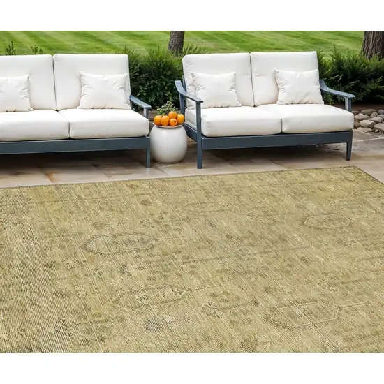 Gold And Taupe Southwestern Washable Indoor Outdoor Area Rug Photo 1