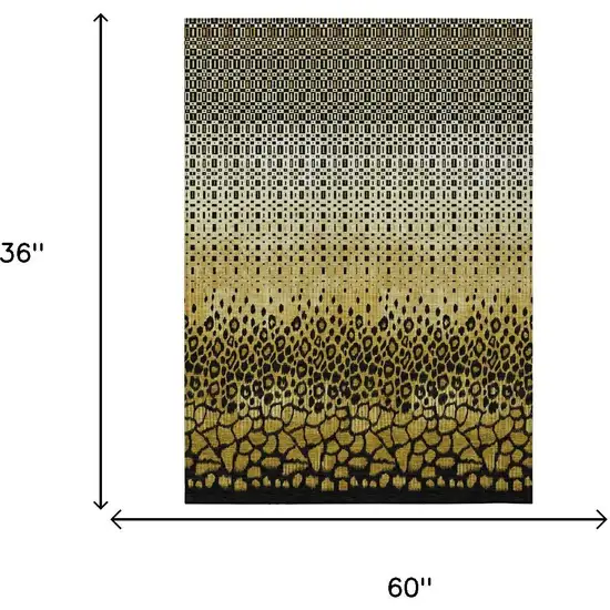 Gold And Walnut Geometric Washable Indoor Outdoor Area Rug Photo 5