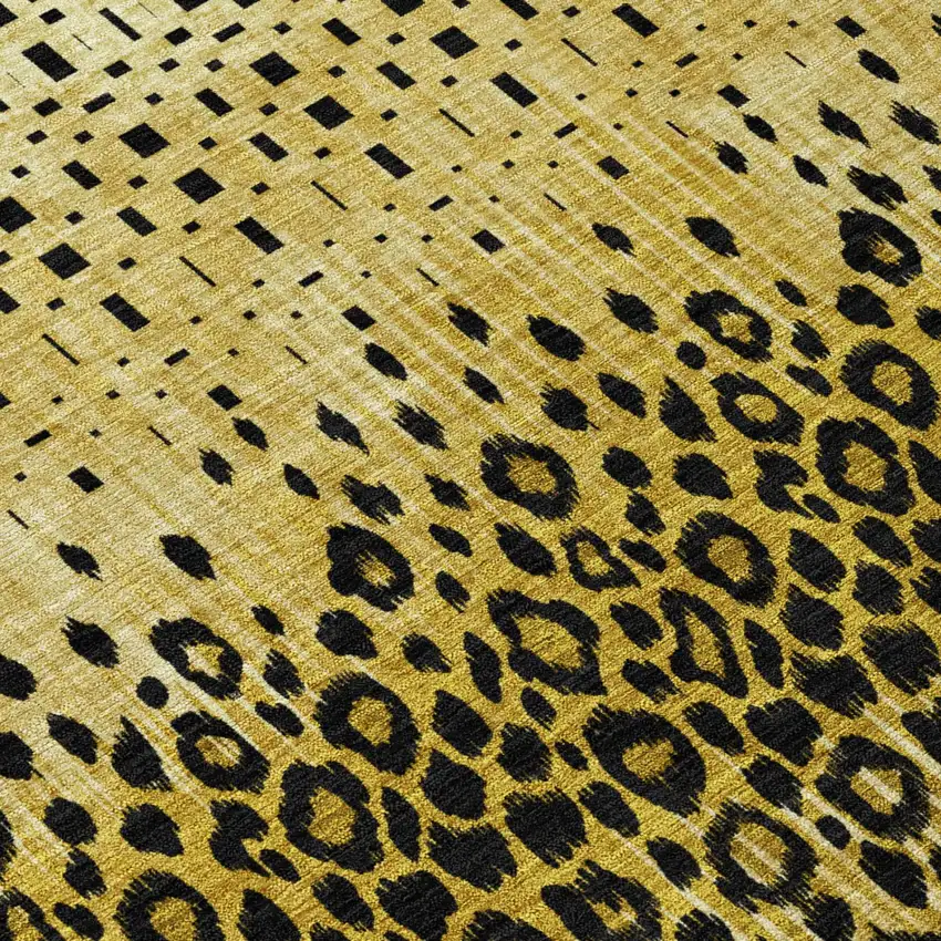 Gold And Walnut Geometric Washable Indoor Outdoor Area Rug Photo 4