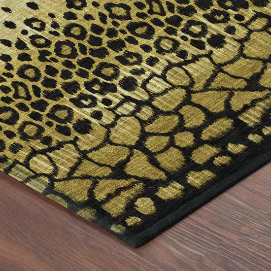 Gold And Walnut Geometric Washable Indoor Outdoor Area Rug Photo 3