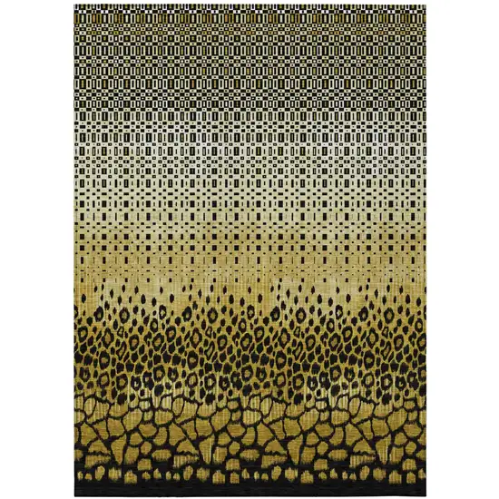 Gold And Walnut Geometric Washable Indoor Outdoor Area Rug Photo 2