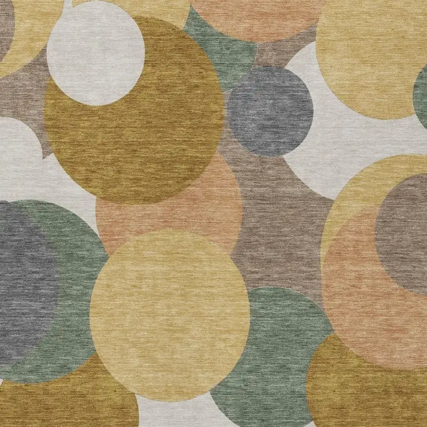 Gold And Walnut Geometric Washable Indoor Outdoor Area Rug Photo 3