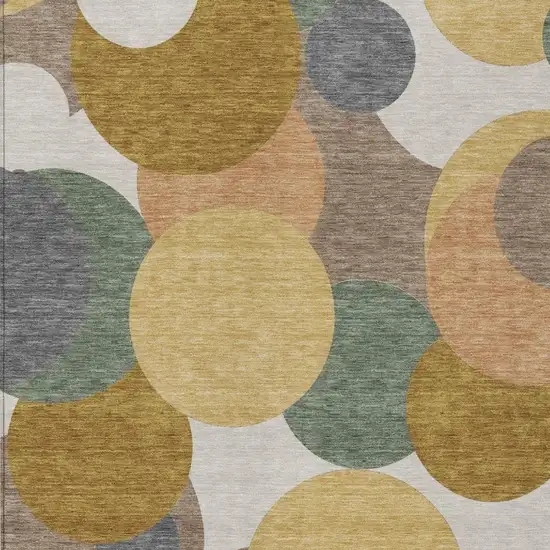 Gold And Walnut Geometric Washable Indoor Outdoor Area Rug Photo 2
