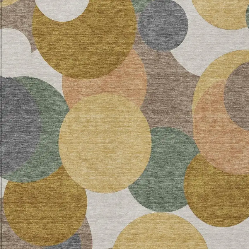 Gold And Walnut Geometric Washable Indoor Outdoor Area Rug Photo 2