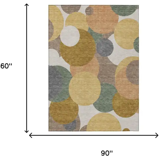 Gold And Walnut Geometric Washable Indoor Outdoor Area Rug Photo 6
