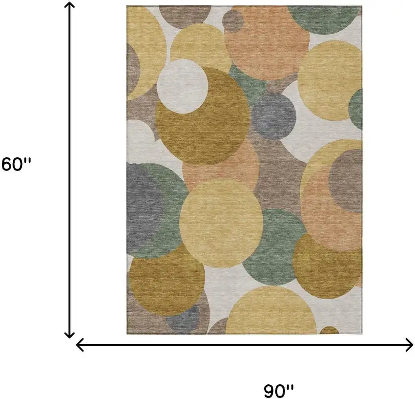 Gold And Walnut Geometric Washable Indoor Outdoor Area Rug Photo 6