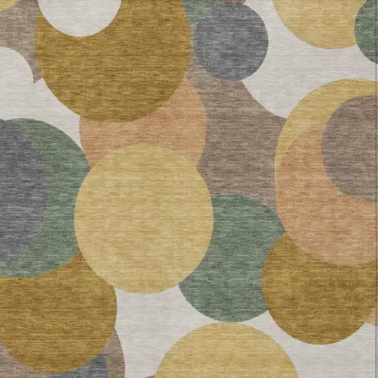 Gold And Walnut Geometric Washable Indoor Outdoor Area Rug Photo 2