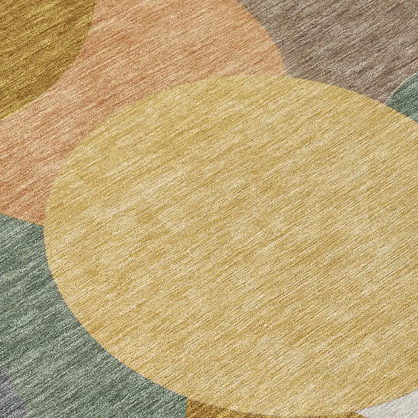 Gold And Walnut Geometric Washable Indoor Outdoor Area Rug Photo 5