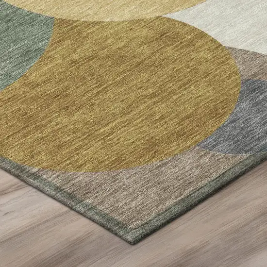 Gold And Walnut Geometric Washable Indoor Outdoor Area Rug Photo 4