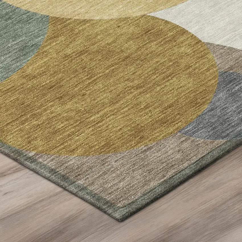 Gold And Walnut Geometric Washable Indoor Outdoor Area Rug Photo 4