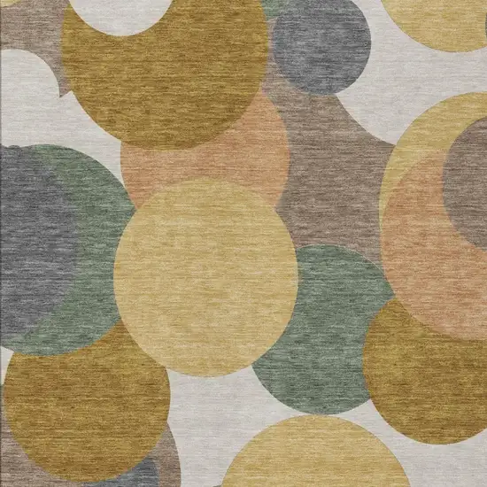 Gold And Walnut Geometric Washable Indoor Outdoor Area Rug Photo 2