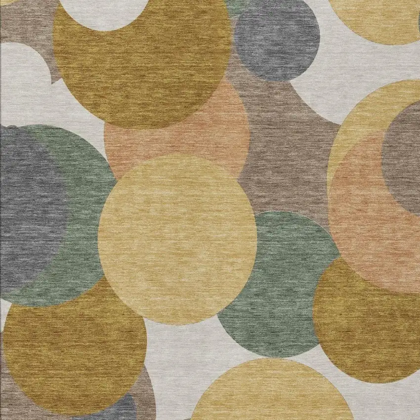Gold And Walnut Geometric Washable Indoor Outdoor Area Rug Photo 2