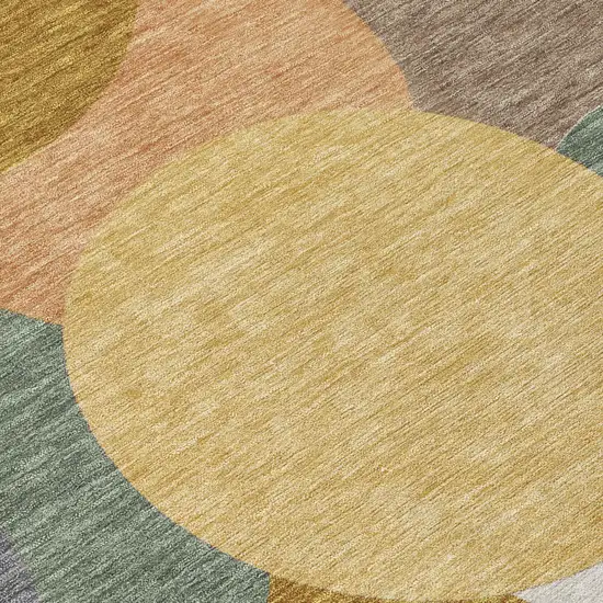 Gold And Walnut Geometric Washable Indoor Outdoor Area Rug Photo 5