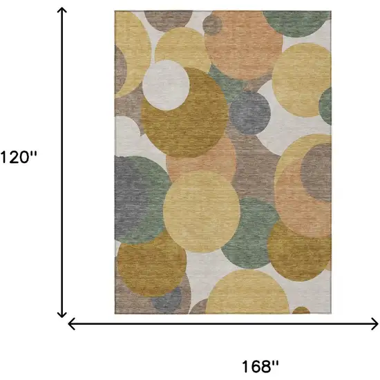 Gold And Walnut Geometric Washable Indoor Outdoor Area Rug Photo 6
