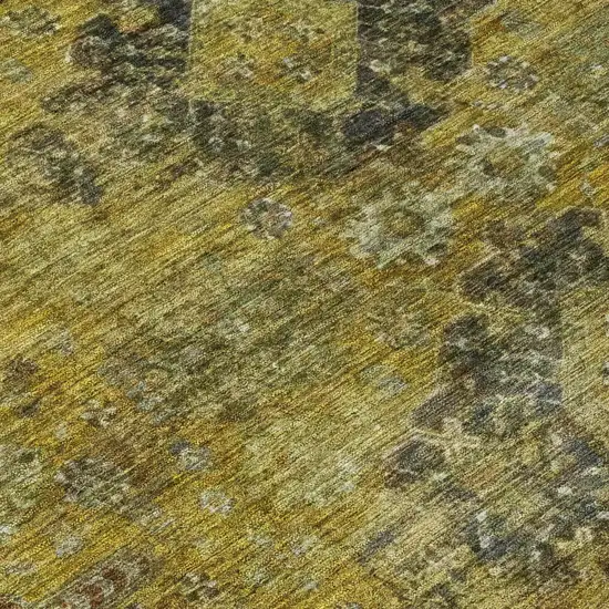 Gold And Walnut Oriental Washable Indoor Outdoor Area Rug Photo 4
