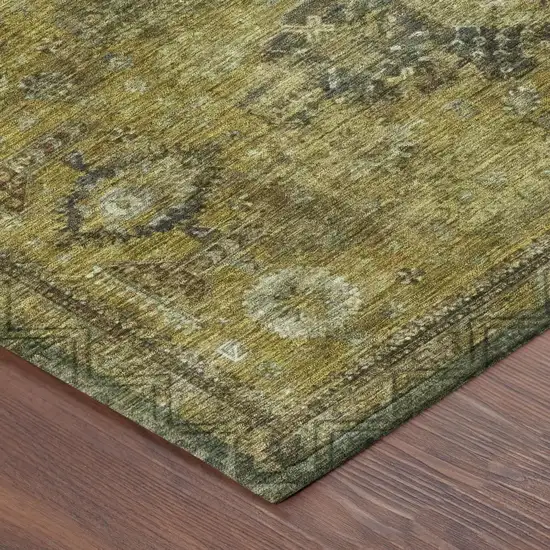 Gold And Walnut Oriental Washable Indoor Outdoor Area Rug Photo 3