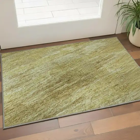 Gold And Wheat Abstract Washable Area Rug With UV Protection Photo 2