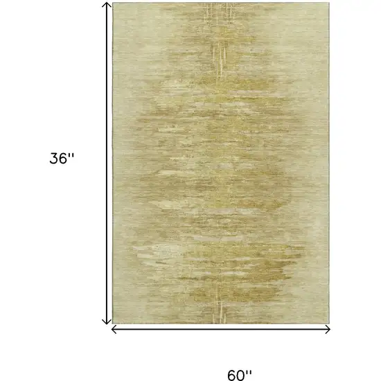 Gold And Wheat Abstract Washable Area Rug With UV Protection Photo 3