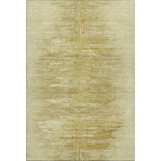 Gold And Wheat Abstract Washable Area Rug With UV Protection Photo 5