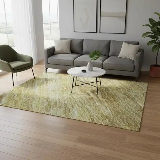 Gold And Wheat Abstract Washable Area Rug With UV Protection Photo 2