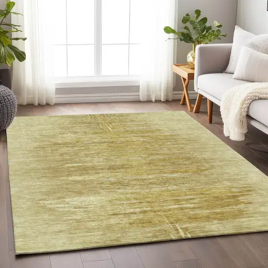 Gold And Wheat Abstract Washable Area Rug With UV Protection Photo 4