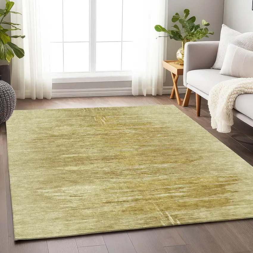 Gold And Wheat Abstract Washable Area Rug With UV Protection Photo 4