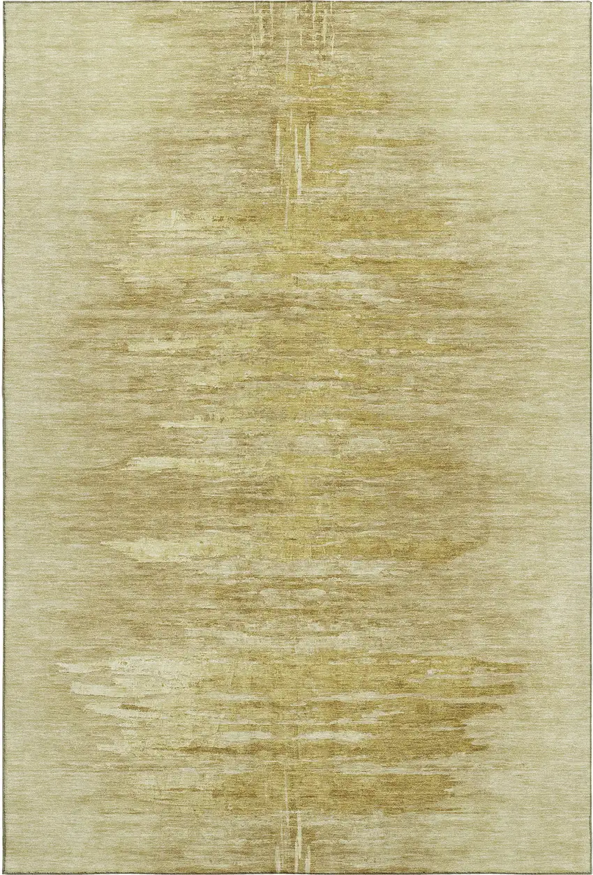 Gold And Wheat Abstract Washable Area Rug With UV Protection Photo 5