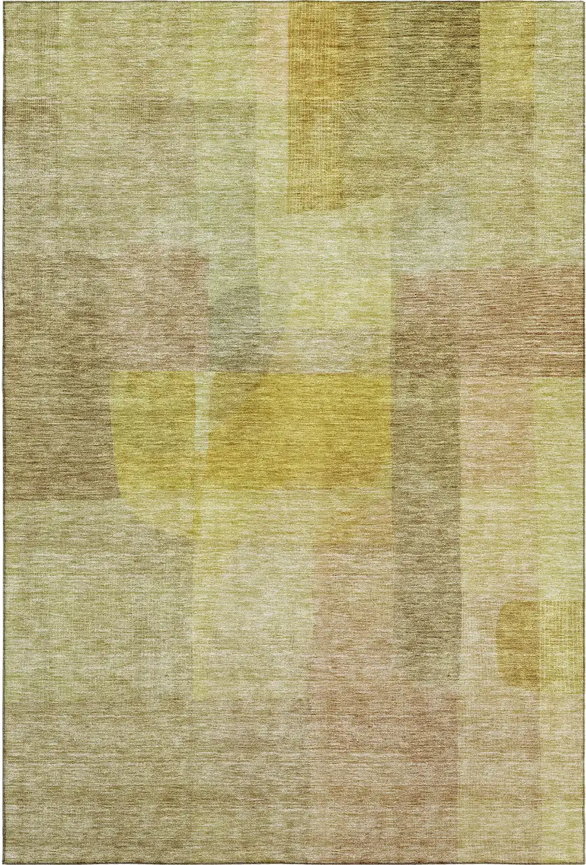 Gold And Wheat Abstract Washable Area Rug With UV Protection Photo 5