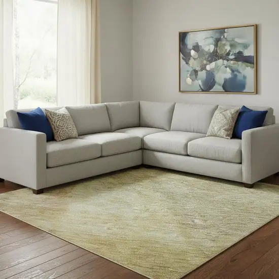 Gold And Wheat Abstract Washable Area Rug With UV Protection Photo 2