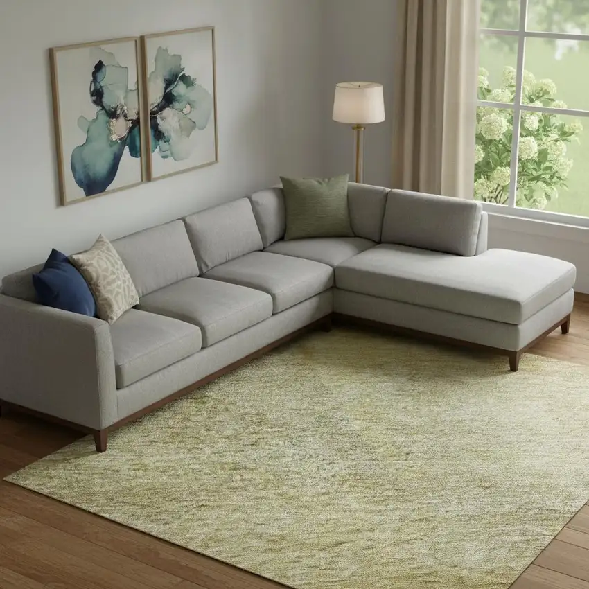 Gold And Wheat Abstract Washable Area Rug With UV Protection Photo 2