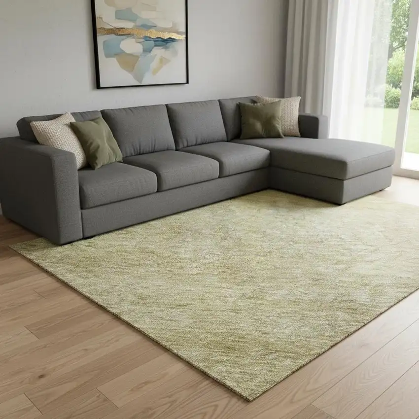 Gold And Wheat Abstract Washable Area Rug With UV Protection Photo 2