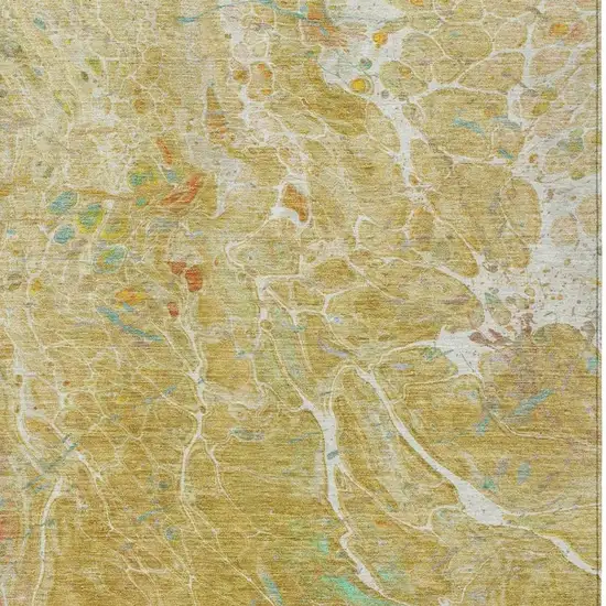 Gold And Wheat Abstract Washable Indoor Outdoor Area Rug Photo 3