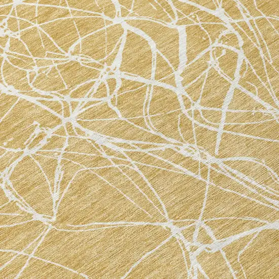Gold And Wheat Abstract Washable Indoor Outdoor Area Rug Photo 4