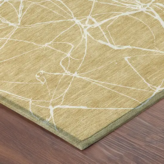 Gold And Wheat Abstract Washable Indoor Outdoor Area Rug Photo 3
