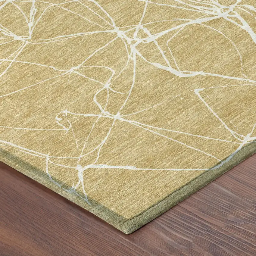 Gold And Wheat Abstract Washable Indoor Outdoor Area Rug Photo 3