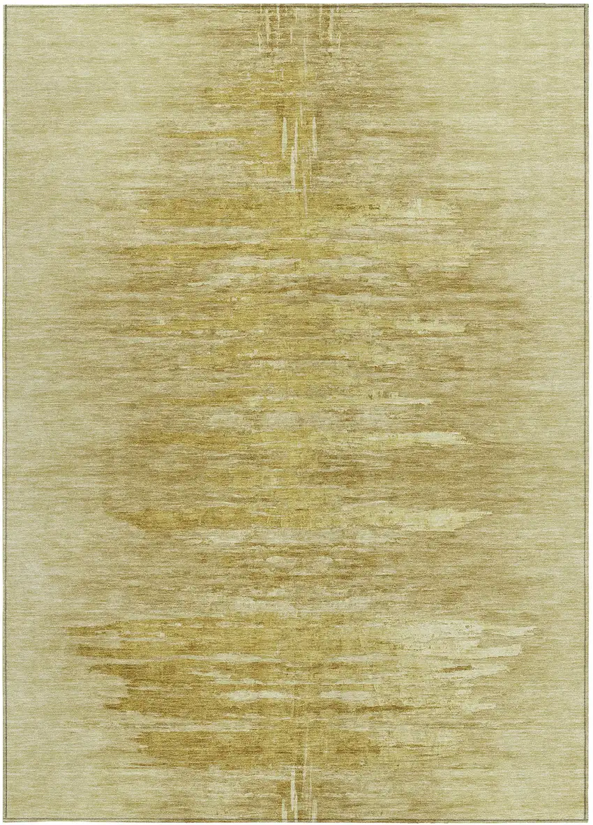 Gold And Wheat Abstract Washable Indoor Outdoor Area Rug Photo 7