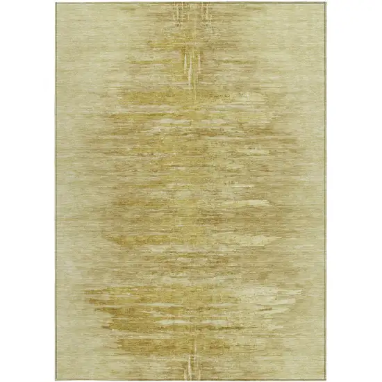 Gold And Wheat Abstract Washable Indoor Outdoor Area Rug Photo 7