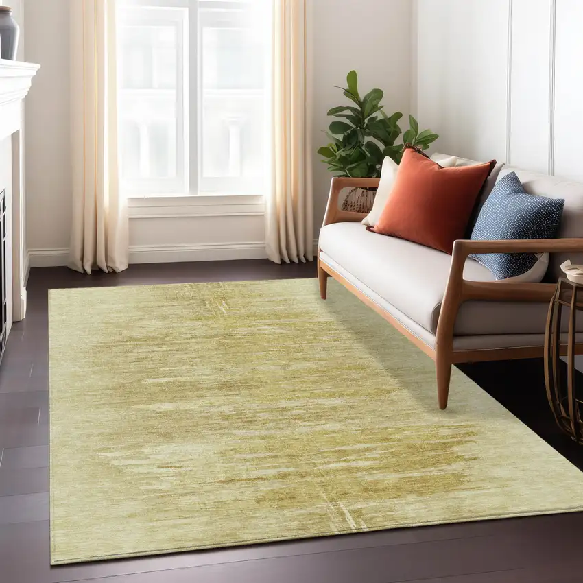 Gold And Wheat Abstract Washable Indoor Outdoor Area Rug Photo 9