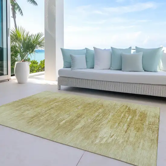 Gold And Wheat Abstract Washable Indoor Outdoor Area Rug Photo 8