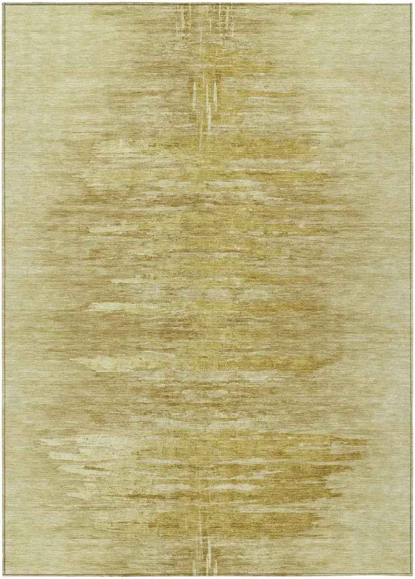 Gold And Wheat Abstract Washable Indoor Outdoor Area Rug Photo 2