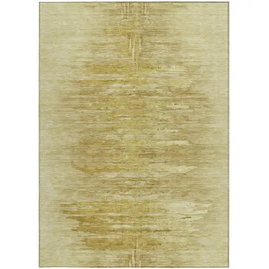 Gold And Wheat Abstract Washable Indoor Outdoor Area Rug Photo 7