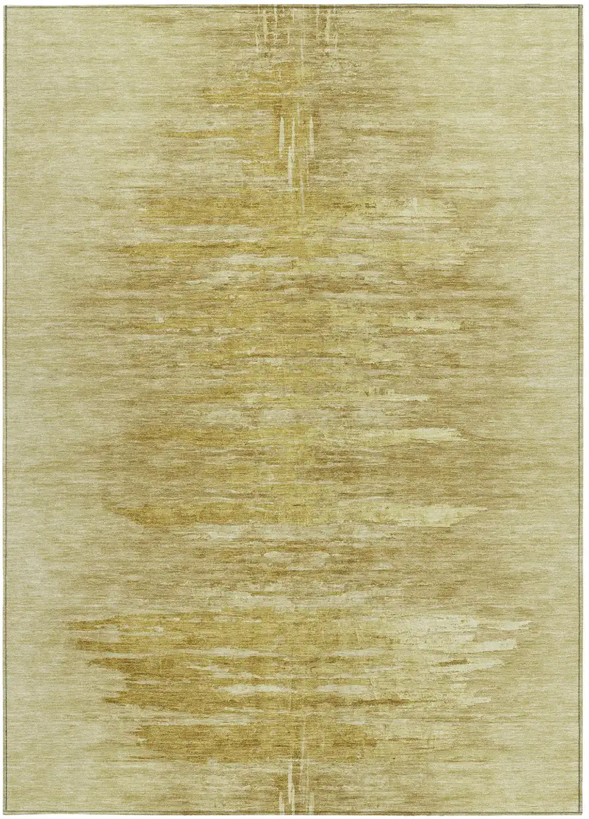 Gold And Wheat Abstract Washable Indoor Outdoor Area Rug Photo 7