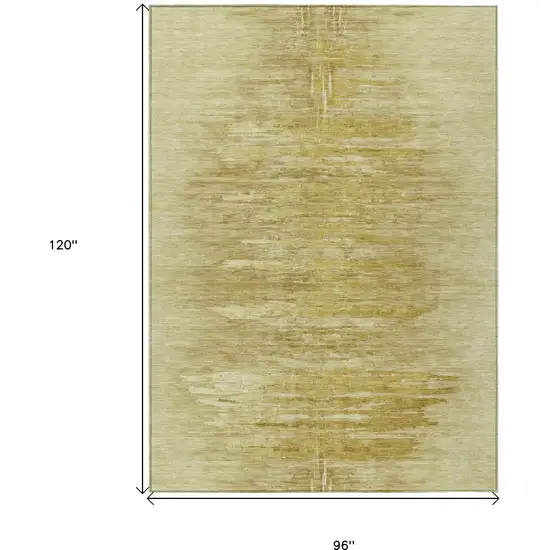 Gold And Wheat Abstract Washable Indoor Outdoor Area Rug Photo 3