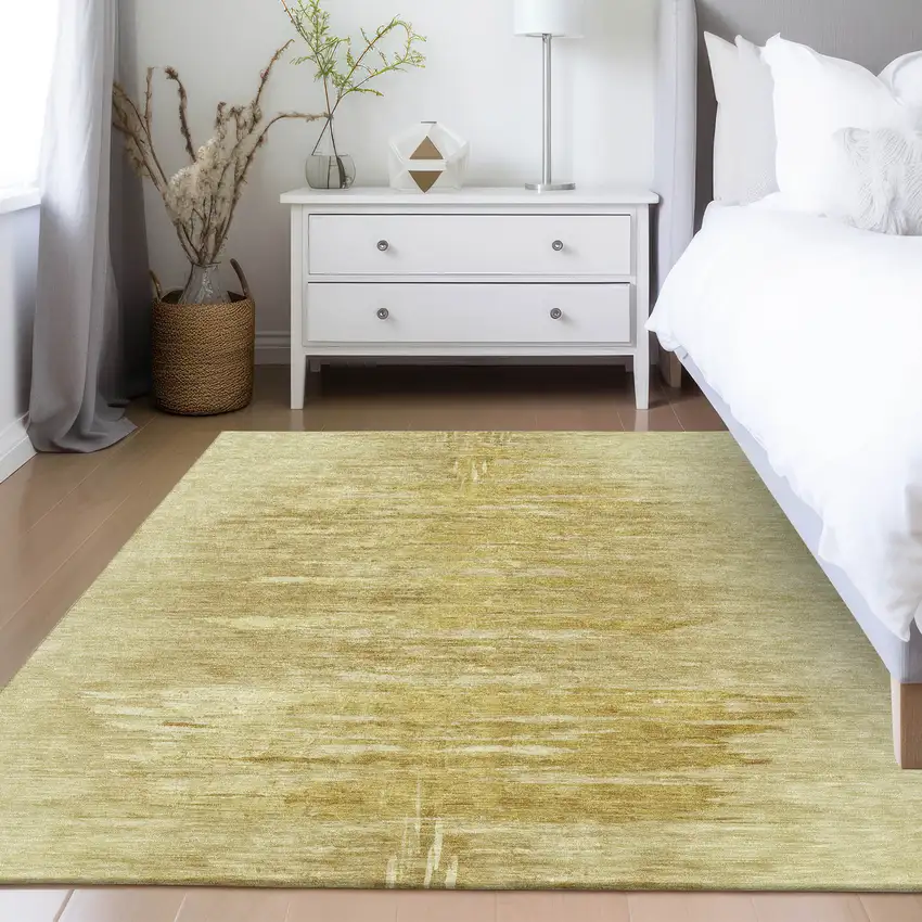 Gold And Wheat Abstract Washable Indoor Outdoor Area Rug Photo 9